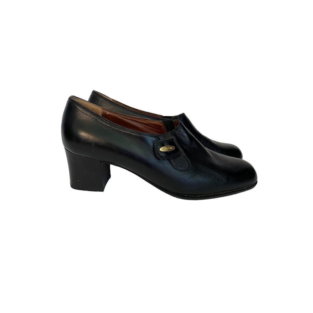 Vintage 80's Miss‎ Clair Linea Young Black Italian Leather Shoes Size 37